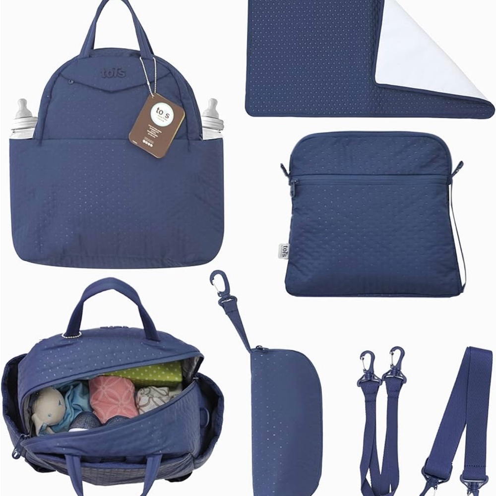 Navy Blue Diaper Bag Set backpack crossbody bag hand bag stroller bag 4 ways